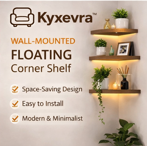 Kyxevra™ Wall-Mounted Floating Corner Shelf – Space-Saving Display